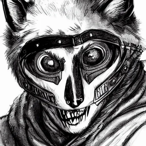 Image similar to A fox dressed like in Mad Max in the style of a DnD character portrait, concept art