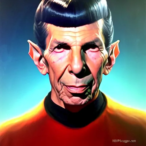 Prompt: a fantasy style portrait painting of young leonard nimoy from the 1 9 6 0 s oil painting unreal 5 daz. rpg portrait, extremely detailed artgerm greg rutkowski greg hildebrandt tim hildebrandt