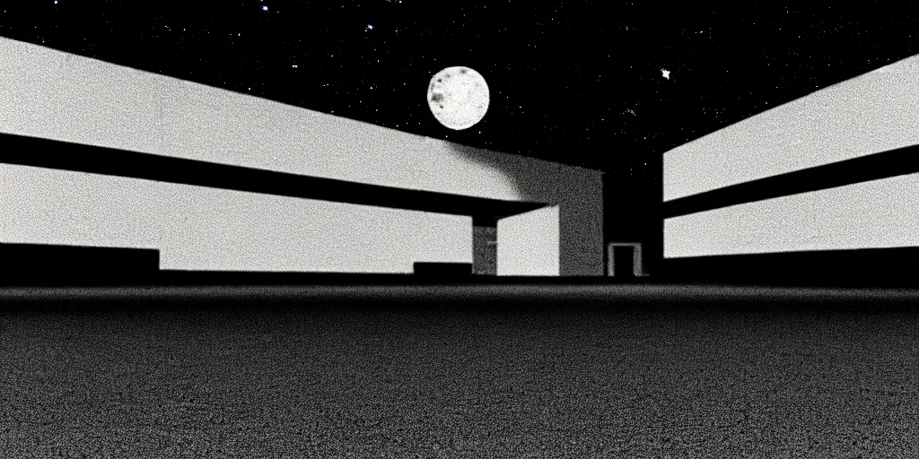 Prompt: low angle shot of a space port at night, film noir set design by Kabuki, in the style of Jim Jarmusch, shot on film, grainy, hyperrealistic