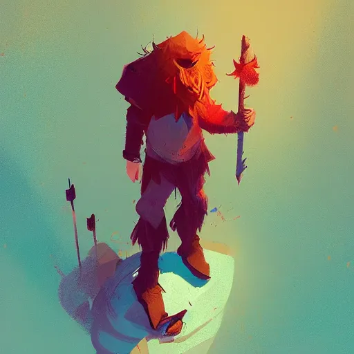 Prompt: grungy redhead 3 0 - something bearded swordsman, by anton fadeev and simon stalenhag, trending on art station