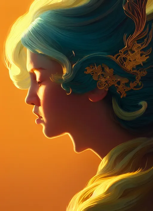 Prompt: side profile centered painted portrait, andy liu as golden fairy, d & d, gloomhaven, matte painting concept art, art nouveau, beautifully backlit, swirly vibrant color lines, fantastically gaudy, aesthetic octane render, 8 k hd resolution, by ilya kuvshinov and cushart krentz and gilleard james