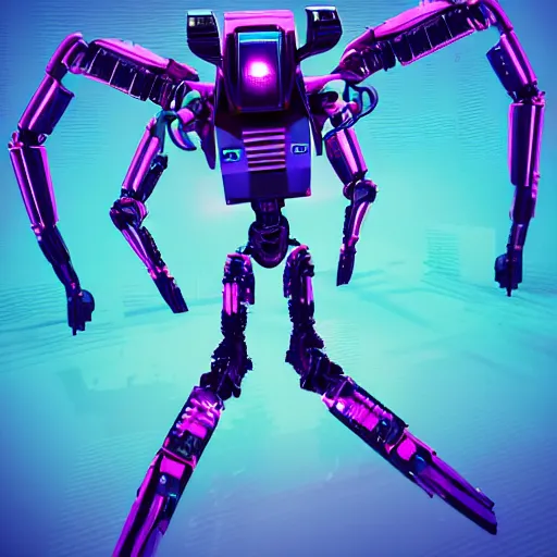 Image similar to synthwave robot spider