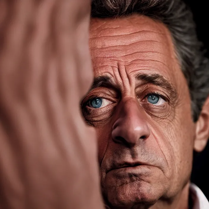 Prompt: very detailed and textured photo portrait of Nicolas Sarkozy, by Steve McCurry, 50mm 4k