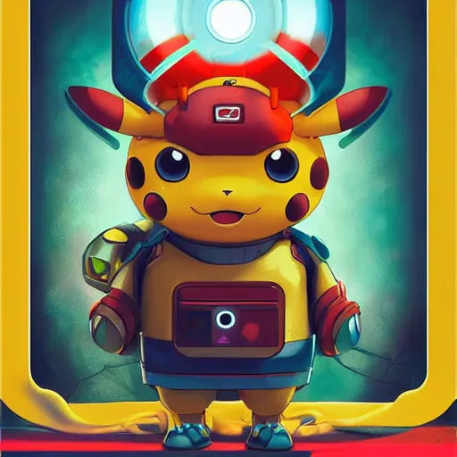 Image similar to lofi BioPunk Pokemon Pikachu portrait Pixar style by Tristan Eaton Stanley Artgerm and Tom Bagshaw,