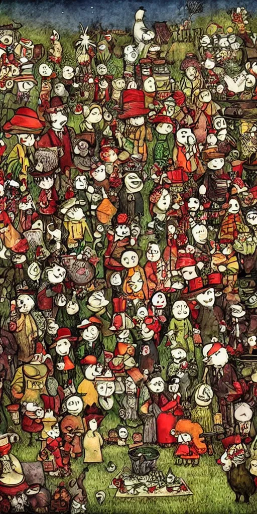 Image similar to a thanksgiving scene by alexander jansson and where's waldo