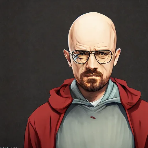 Image similar to portrait of jesse pinkman cosplaying walter white, anime fantasy illustration by tomoyuki yamasaki, kyoto studio, madhouse, ufotable, trending on artstation