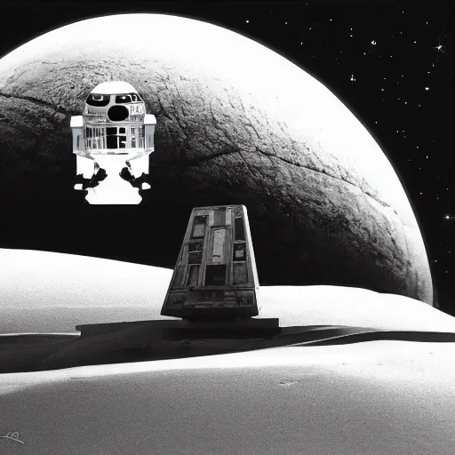 Prompt: a black and white star wars scene by anselm adams