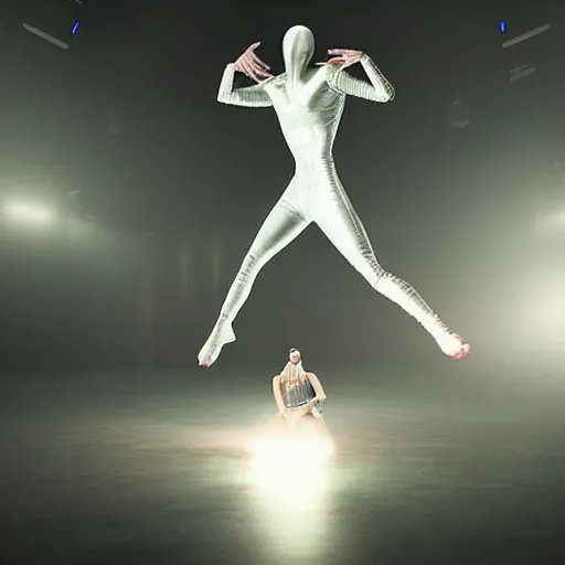 Image similar to hyperrealistic!! Photorealistic!! Alien Influencer dancing on tiktok, Balenciaga, Cinematic lights, 8K, High resolution!! Canon, Nikon