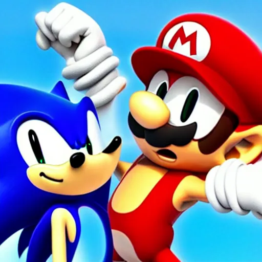 Image similar to sonic melting into Mario