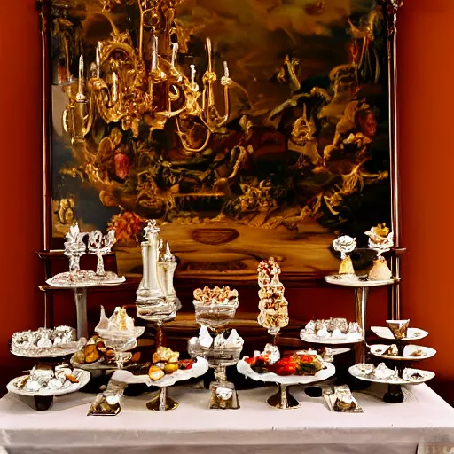 Prompt: Baroque Dessert Buffet by Carvaggio