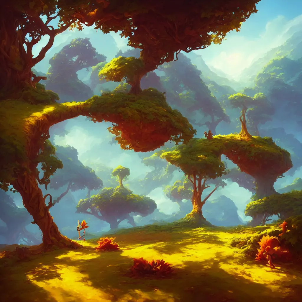 Image similar to enchanted island landscape in the style of riven and myst by rhads and jesper ejsing. vivid color, highly detailed, mystical, digital painting, artstation, concept art, matte, sharp focus.