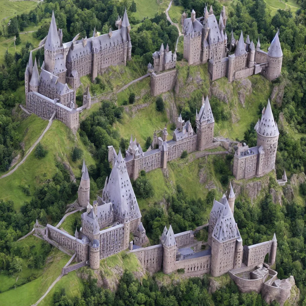 Image similar to hogwarts from the sky