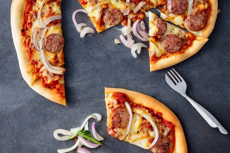 Image similar to sausage-onion-pizza