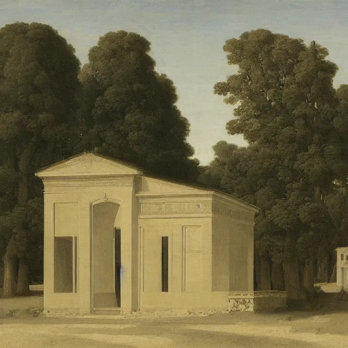 Image similar to a building in a serene landscape, by jean - auguste - dominique ingres