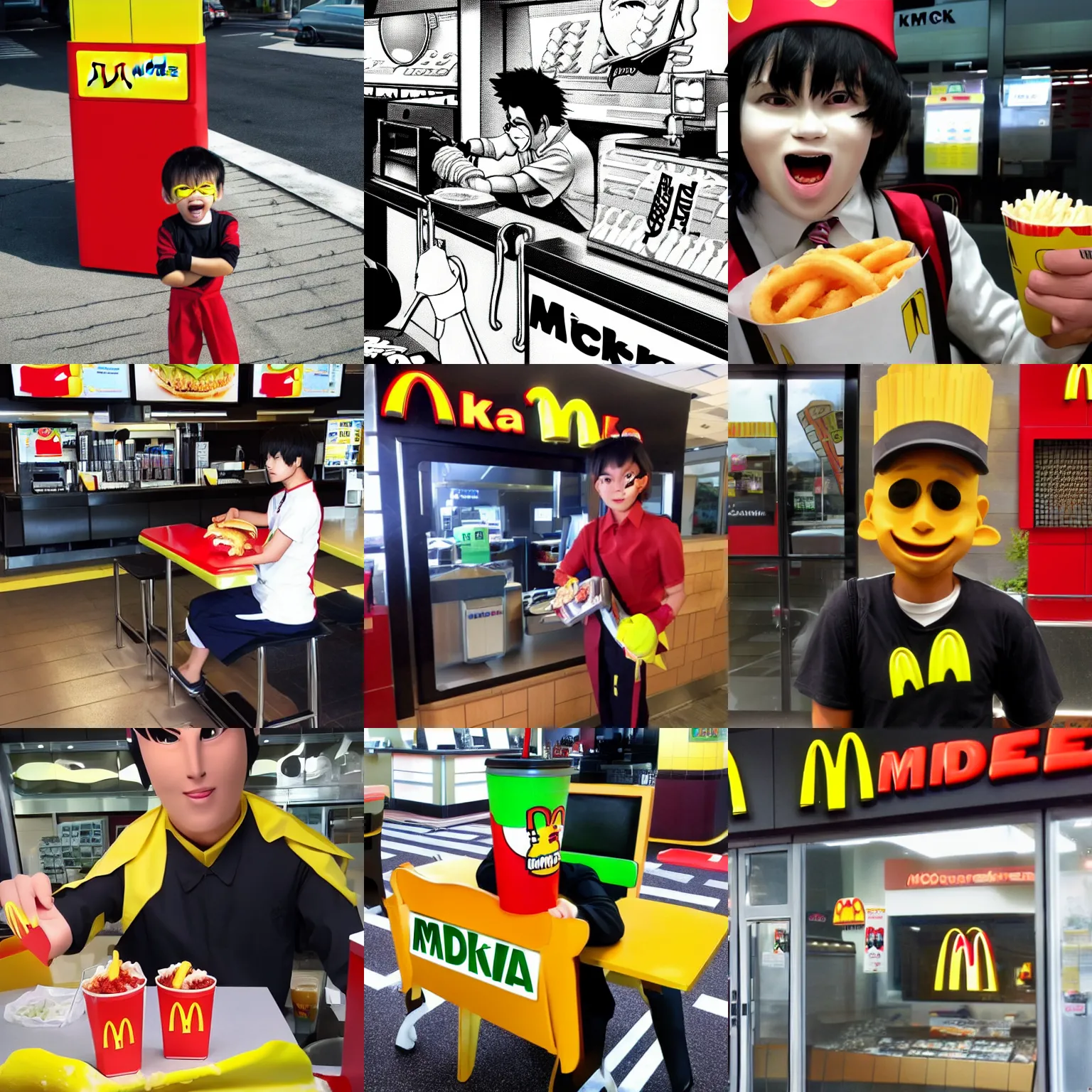 Prompt: Akira monster working at McDonalds