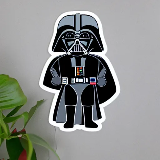 Prompt: darth vader showing his abs, sticker illustration