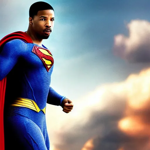 Image similar to Michael B Jordan as Superman 4K quality Super Realistic