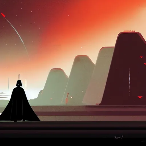 Prompt: darth vader in a scenic scifi environment by pascale campion