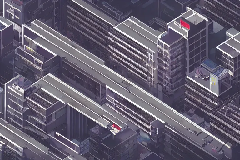 Image similar to fuji 5 0 r 3 5 mm, architectural studio magazine photography, high detailed isometric cyberpunk city, soft light