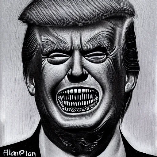 Image similar to donald trump red hair by hr giger