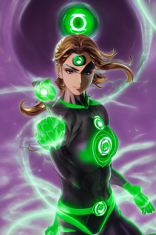 Image similar to anime key visual of a beautiful female green lantern, intricate, glowing accents, powers, glowing ring, speed, goddess, dc comics, cinematic, stunning, highly detailed, digital painting, artstation, smooth, hard focus, illustration, character concepts by senior concept artist