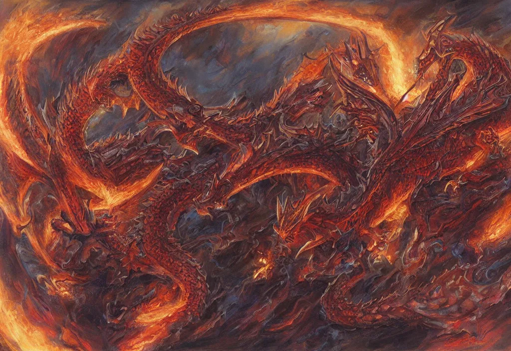 Image similar to a fire dragon by Donato Giancola,