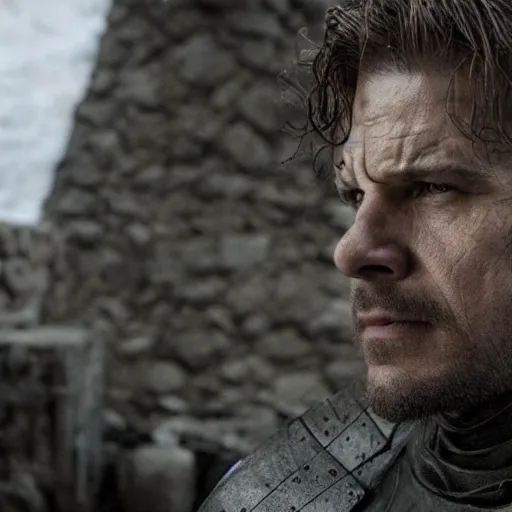 Prompt: solid snake in game of thrones, photography, tv show, hbo,