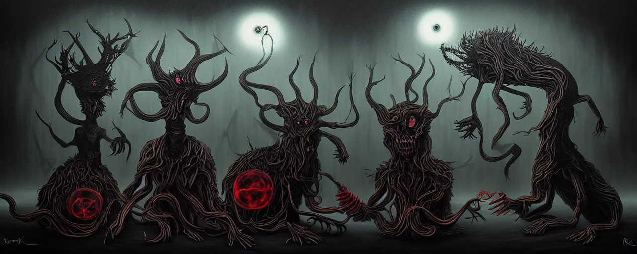 Prompt: alchemical creatures, surreal dark uncanny painting by ronny khalil