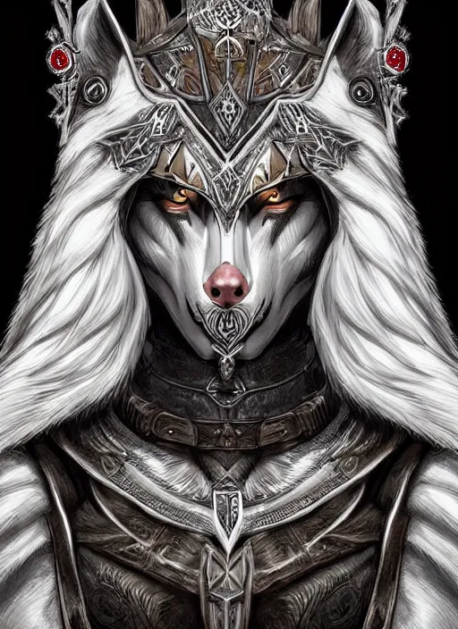 Image similar to digital _ painting _ white wolf queen _ filipe _ poles _ and _ justin _ gerard _ symmetrical _ fantasy _ very _ detailed _ realistic _ complex _ port