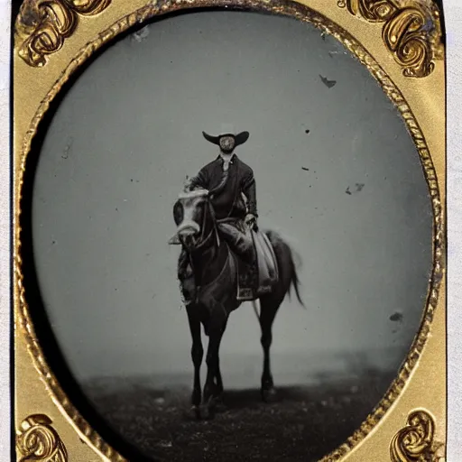 Prompt: tintype photo, bottom of the ocean, cowboy riding unicorn