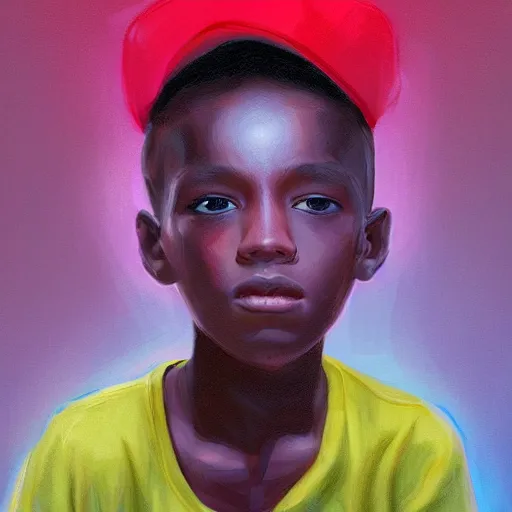 Image similar to a skinny kid with a big head, digital painting, beautiful lighting