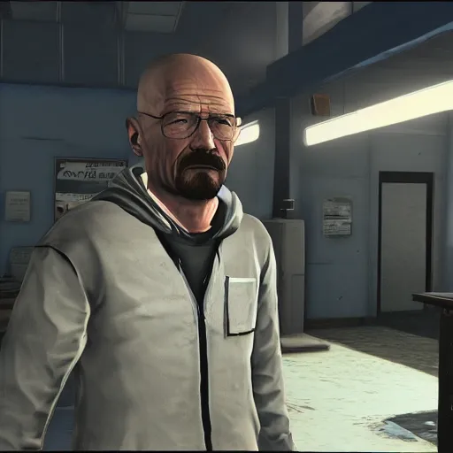 Prompt: walter white in life is strange, in game screenshot, hd