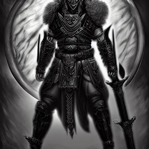 Image similar to epic chthonic ancient warrior black veins by Boris Valejio, high detailed digital art