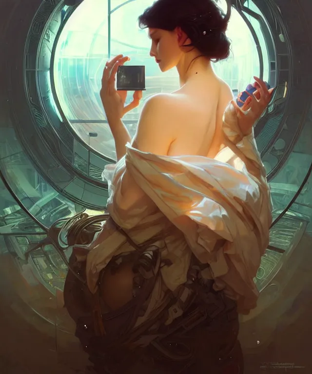 Image similar to Do androids dream of electric sheep?, highly detailed, digital painting, artstation, concept art, smooth, sharp focus, illustration, art by artgerm and greg rutkowski and alphonse mucha