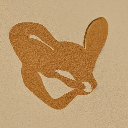 Image similar to logo of a jerboa in a minimalist style, sand color, beige and brown