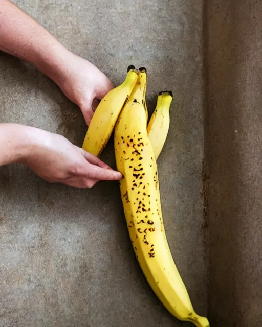 Image similar to a ((giraffe))-banana being peeled