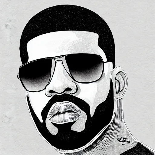 Image similar to Drake, digital artwork by Victor Moscoso, trending on artstation