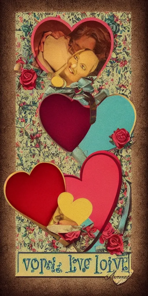 Image similar to vintage colors, love, warmth, happiness, couple, hallmark style, card