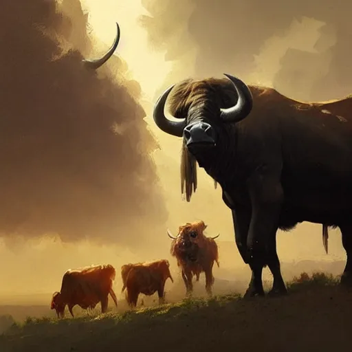 Image similar to 🐃 , Greg rutkowski, Trending artstation, cinematográfica, digital Art