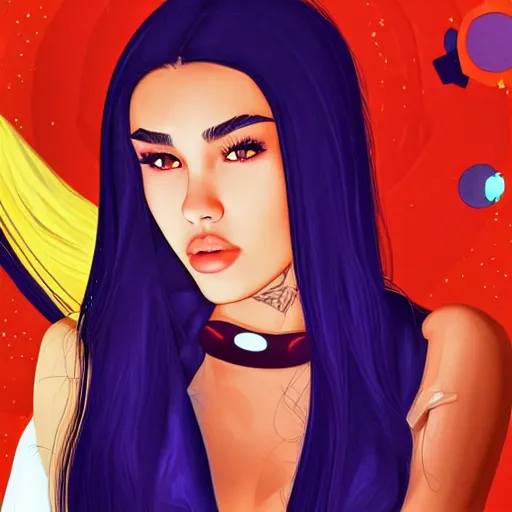 Image similar to madison beer a an intergalactic popstar, render, blender render, unity render, 4 k wallpaper, art station trending, artstation 4 k coherent, coherent, 4 k, detailed