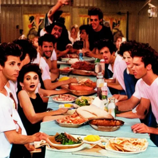 Prompt: the last supper with the cast of grease