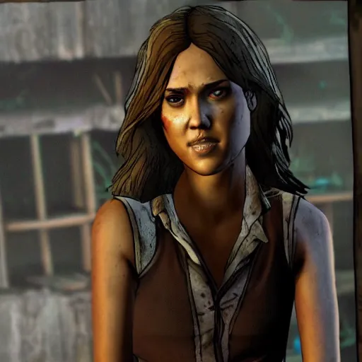 Image similar to jessica alba walking dead telltale, 4 k full hd,