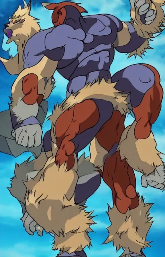 Prompt: fusion between machamp and arcanine