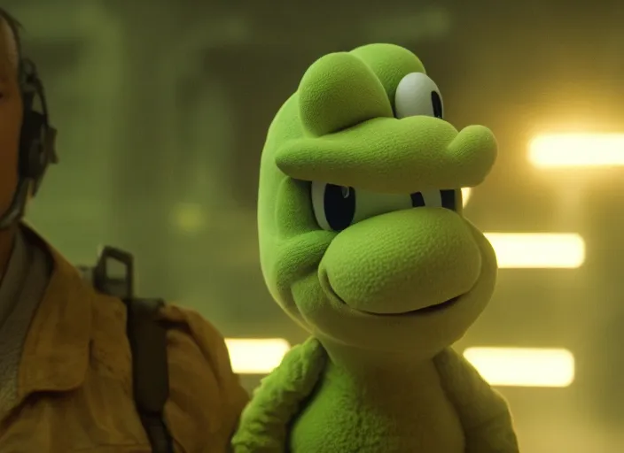 Image similar to film still of yoshi in the new sci - fi movie, 8 k