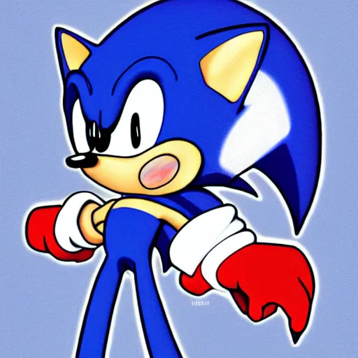 Prompt: Sonic the hedgehog drawn by Kinoshita Jiroh