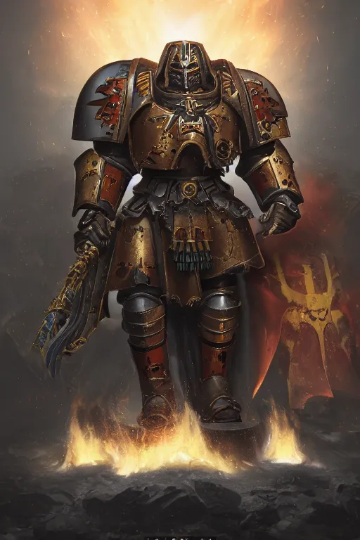 Image similar to armor portrait heros warhammer 4 0 k horus heresy fanart - the primarchs emperor by johannes helgeson animated with vfx concept artist & illustrator global illumination ray tracing hdr fanart arstation zbrush central hardmesh 8 k octane renderer