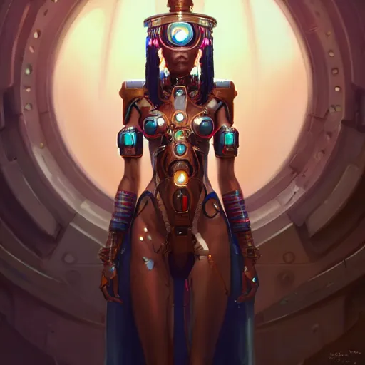 Image similar to a portrait of a beautiful cybernetic cleopatra, cyberpunk concept art by pete mohrbacher and wlop and artgerm and josan gonzales, digital art, highly detailed, intricate, sci-fi, sharp focus, Trending on Artstation HQ, deviantart, unreal engine 5, 4K UHD image