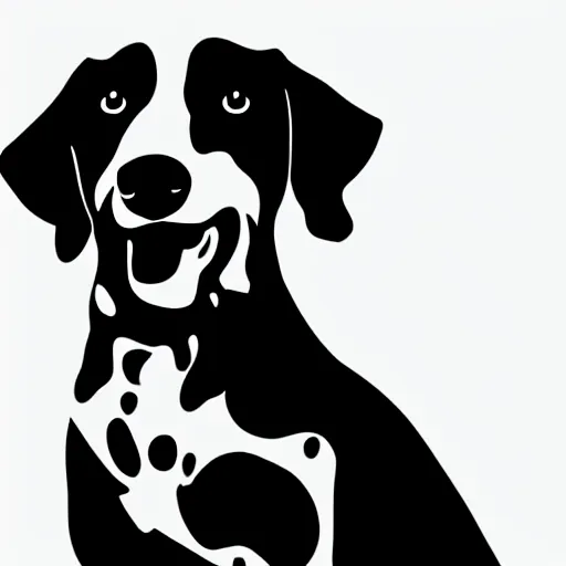 Image similar to flat single tone black vector silhouette of a dog, pure white background, 4 k resolution