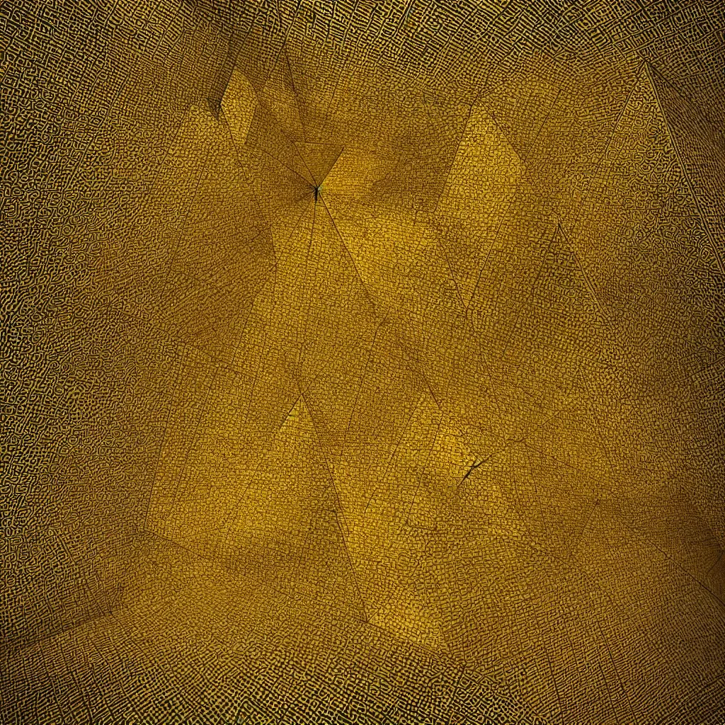 Prompt: “ a surface contradicting itself, cubes laying down in a paradox, golden pyramid exists, highly detailed in 4 k ”