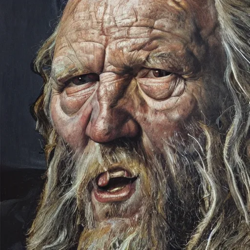 Image similar to high quality high detail painting by lucian freud, hd, portrait of a viking, photorealistic lighting